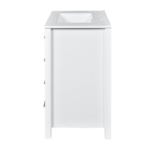 English Elm 30'' Bathroom Vanity With Ceramic Sink Combo - Elegant Freestanding Storage Cabinet & 4 Drawers N710P194420K