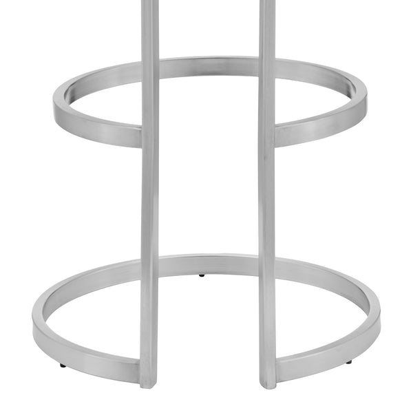 English Elm Quinix Modern 30" Gray Faux Leather Swivel Bar Stool with Brushed Stainless Frame, Backless Comfort B2736P268570