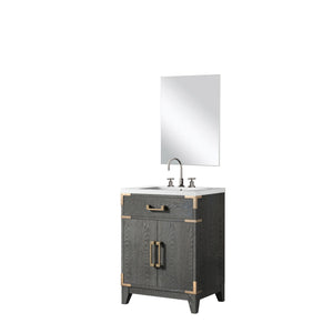English Elm Black Oak Single Bath Vanity Set With Acrylic Countertop, Mirror & Faucet - Compact & Stylish Design B2731S02215