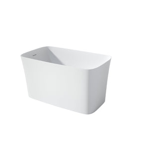 English Elm 47" Solid Surface Soaking Bathtub Matte White Minimalist Spa Design for Small Bathrooms W2704P263994