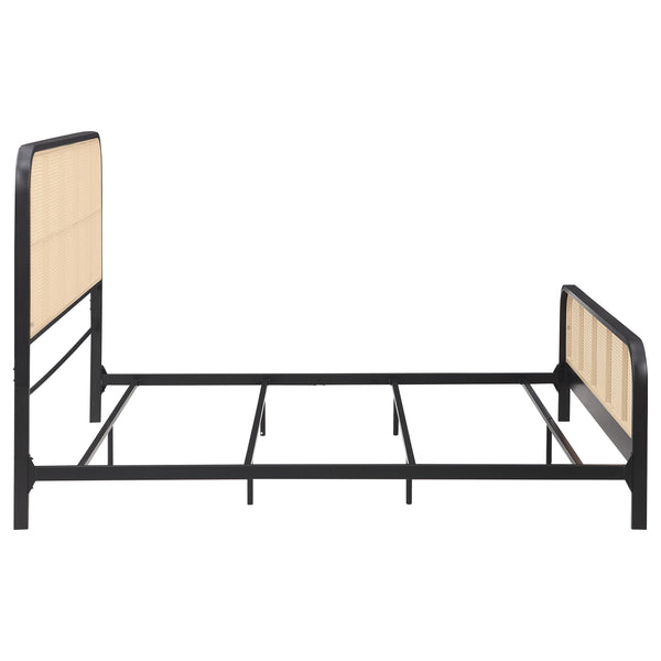 English Elm Randall Coastal Woven Cane Webbing Eastern King Bed with Airy Metal Frame Black B062P447774