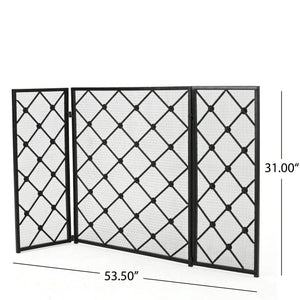 English Elm Christopher Knight Home® - FIRE Black Iron Fireplace Screen 34x31x4.5 Protective Mesh Guard Heat-Resistant Durable Design 61128.00