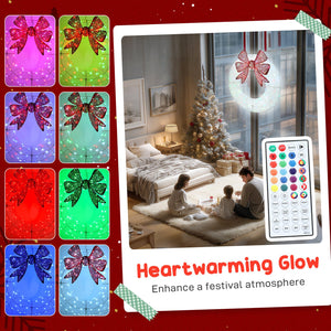 English Elm Christmas Lighted Wreath 36 Inch Dual Led Bow Holiday Door Decor with Timer T3971P412748