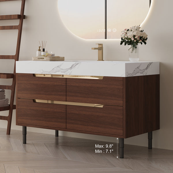 English Elm This Farmhouse Vanity Pairs Sintered Stone with Soft-close Drawers for a Refined Bath W3136S00023