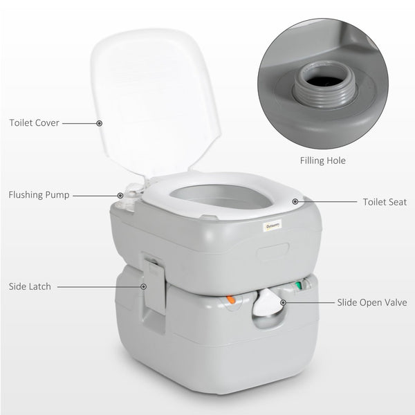 English Elm Outsunny Portable Toilet For Adults - Compact 5.8 Gallon Rv & Camping Toilet With Anti-Leak Design W2225P200493-GIGA