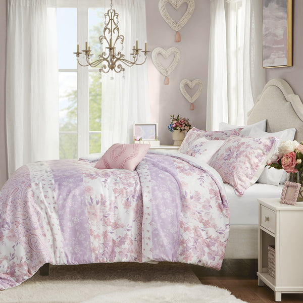 English Elm Floral Paisley Comforter Set Twin/Twin XL - Soft Microfiber, Anti-Microbial, Decorative Pillows Pink 19.68 L x 12.99 W x 7.09 H B035P294218