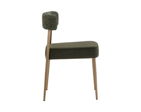 Sunpan ASHWIN Stackable Dining Chair - Contemporary Comfort with Two-Tone Upholstery & Gold Frame Elegance 112290