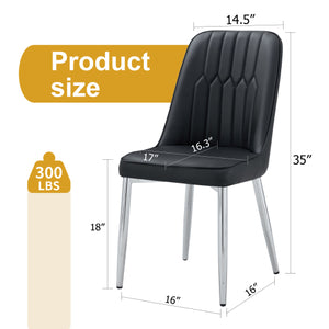 English Elm 4 Pu Leather Dining Chairs with Curved Backs and Silver Metal Legs for Modern Homes W2827P395055