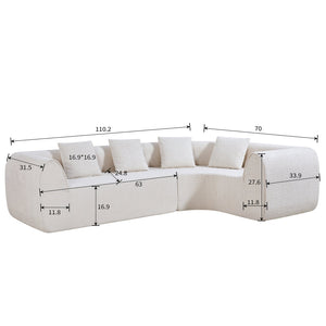 English Elm 110" Curved Modular Sectional Sofa Low Profile Foam Cushions for Contemporary Living Almond N767P366011A