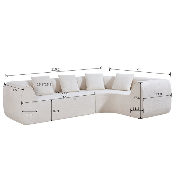 English Elm 110" Curved Modular Sectional Sofa Low Profile Foam Cushions for Contemporary Living Almond N767P366011A