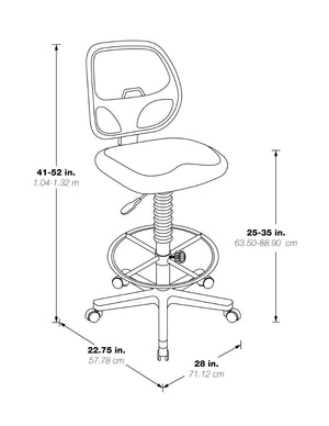 OSP Home Furnishings Deluxe Ergonomic Drafting Chair with Breathable Mesh Back and Padded Seat for Studio Use 18" DC2990V