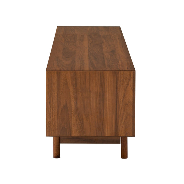 English Elm 78inch Walnut Entertainment Center Fluted Glass Solid Wood Legs Modern Living Room N710P362203P