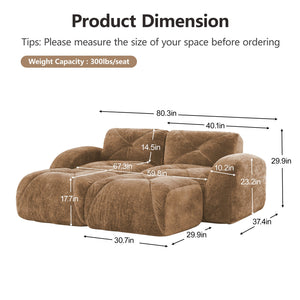 English Elm U-shaped Modular Velvet Sectional Sofa Tufted Cloud Foam Seating with Movable Ottoman W714S01596