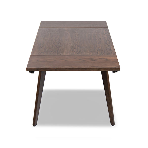 English Elm Jennifer Taylor Home - Capri Solid Red Oak Extendable Dining Table 47–78.5" Seating 4–6, Mid-Century Tapered Legs, Grain Finish Dark Brown B2719P395574