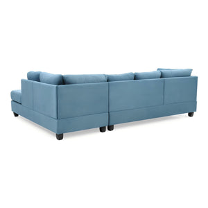 English Elm Malone Aqua Blue Sectional Sofa - Modern Microfiber, Flexible & Comfortable Living Room Seating B078S00062