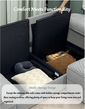 English Elm Fx-P20M-3S0-Gy Modern L-Shaped Sectional Sofa With Chaise & Ottoman – Cozy, Space-Saving Design! W576S00232