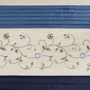 JLA Home Madison Park - Faux silk floral shower curtain in navy with tone-on-tone embroidery, hotel-inspired luxury look MP70-3452