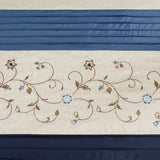 Madison Park Serene Transitional Faux Silk Embroidered Floral Shower Curtain MP70-3452 Navy