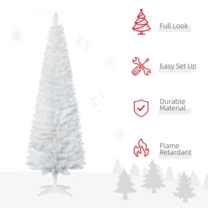English Elm Homcom 6' Slim White Pencil Christmas Tree With 390 Realistic Branch Tips & Easy Assembly For Small Spaces W2225P229762