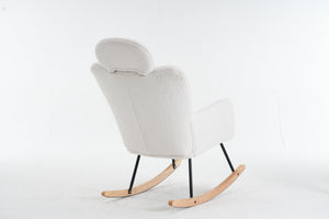 English Elm 055-teddy Plush Fabric Nursery Glider with High Back Support and Modern Rocking Base W527P228306