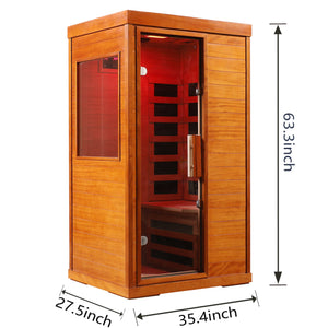 English Elm Far Infrared Sauna with Okoume Wood Six Carbon Panels Chromotherapy and Bluetooth Audio W3973S00010
