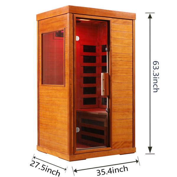 English Elm Far Infrared Sauna with Okoume Wood Six Carbon Panels Chromotherapy and Bluetooth Audio W3973S00010