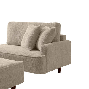 English Elm Indoor Boucle Chaise Lounge with Detachable Ottoman Convertible Daybed Bedroom Reading Nook Camel W5515P438712