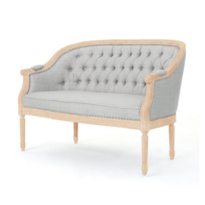 English Elm Chair Chesterfield Loveseat with Tufted Diamond Upholstery Nailhead Trim Birch Frame 60925.00LGRY