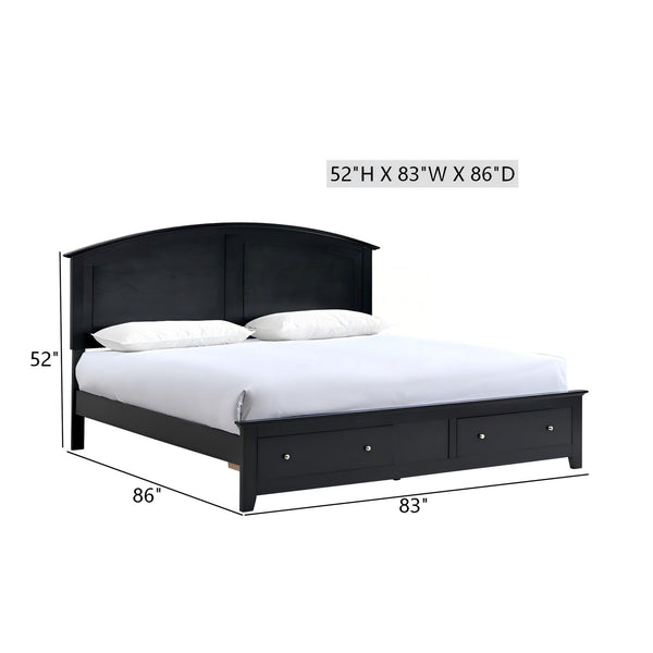 English Elm Hammond King Storage Bed with Panel Headboard Farmhouse Platform Frame Two Drawers Black B078S00681