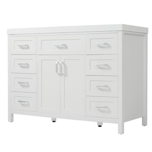 English Elm Christopher Knight Home® - 48" Bathroom Vanity with Sink Combo | 2 Doors 8 Soft-Close Drawers, Resin Top, Pine Legs White N759S337621K