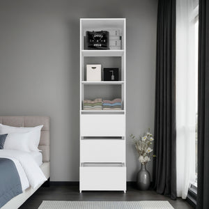 English Elm Cabot Six Shelf Tall Wardrobe Closet White Melamine Vertical Bedroom Storage B097S00244