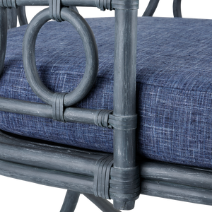 Tegal Navy Chair – Handcrafted Rattan with Vintage Finish, Perfect for Sunrooms & Beachside Spaces