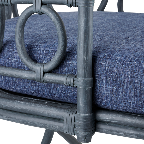 Tegal Navy Chair – Handcrafted Rattan with Vintage Finish, Perfect for Sunrooms & Beachside Spaces