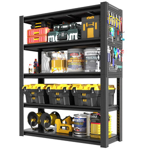 English Elm 78"h Five Shelf Steel Pegboard Storage Unit Heavy Duty Industrial Rack for Garage T2398P463322