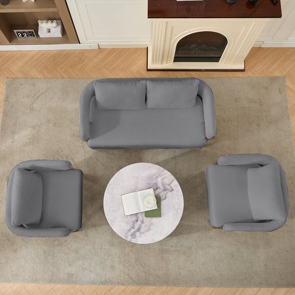 English Elm TS Modern decorative chair with teddy fleece upholstery, ergonomic sponge cushion and gold legs for luxe comfort and style Grey+Gold W2311P364626