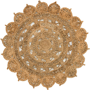 Unique Loom Braided Jute Punita Hand Braided Novelty Rug Natural,  4' 1" x 4' 1"