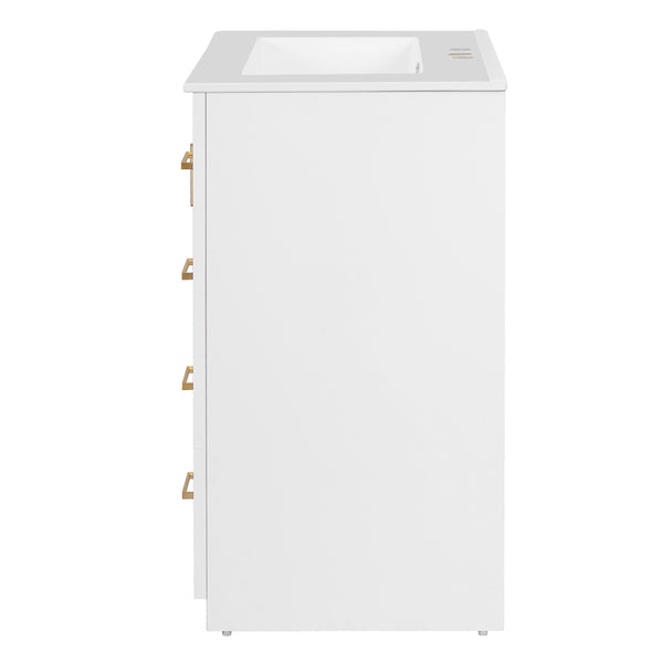 English Elm 24" Modern Bathroom Vanity With Integrated Sink, Soft-Close Drawers, Stylish Gold Hardware Finish N710P341038K