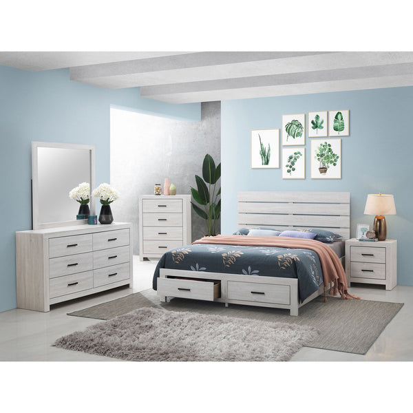 English Elm Geary Coastal White Queen Platform Bed With Storage Drawers - Sleek Design For Modern Bedrooms B062S00702
