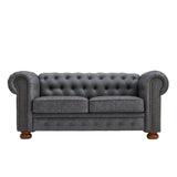 English Elm Classic Chesterfield Sofa Loveseat For Living Room Grey Faux Leather