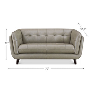 English Elm Solana Gray Leather Loveseat with Pocket Coil Seats, Memory Foam & Feather Down Comfort, Durable Frame B2705P338092