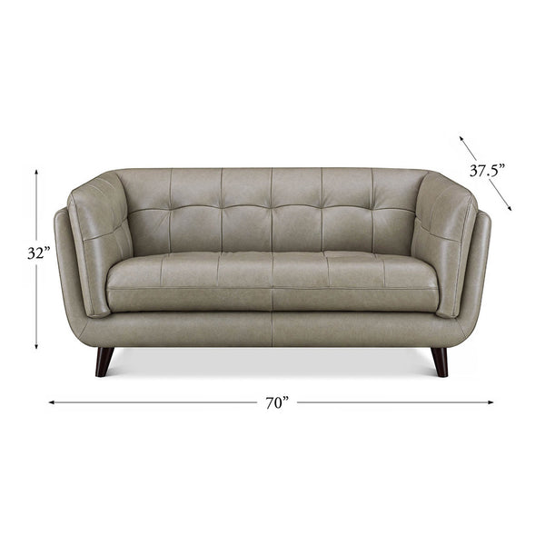 English Elm Solana Gray Leather Loveseat with Pocket Coil Seats, Memory Foam & Feather Down Comfort, Durable Frame B2705P338092