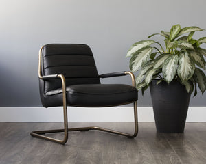 Sunpan Lincoln Lounge Chair – Retro-Inspired Design with Rustic Bronze Frame for Elegant Living Spaces Vintage Black