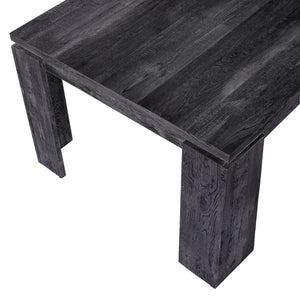 English Elm Dining 60" Rectangular Black Reclaimed Look Dining Table for 6 — Thick Block Legs, Modern MDF Finish B2710P286988