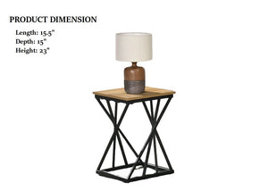 English Elm Rustic 3pc Table Set with Wrought Metal Abstract Side Panels Engineered Wood Tops Durable Charm Black,Natural 38 L x 35 W x 5 H B2741P391811