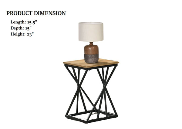 English Elm Rustic 3pc Table Set with Wrought Metal Abstract Side Panels Engineered Wood Tops Durable Charm Black,Natural 38 L x 35 W x 5 H B2741P391811