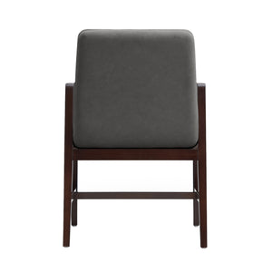 English Elm Stella Sculptural Wood Velvet Armchair in Graphite with Dark Walnut Frame, Luxe Upholstery, Durable Design Gray B365P397778