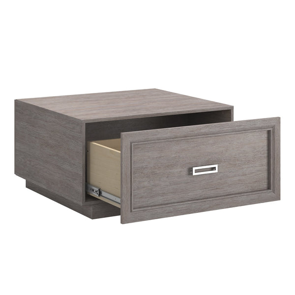 English Elm Coffee Table with Spacious Drawer and Open Shelf, Engineered Wood, Rustic-Modern Farmhouse Charm, Sturdy Design Medium grey B356P354461