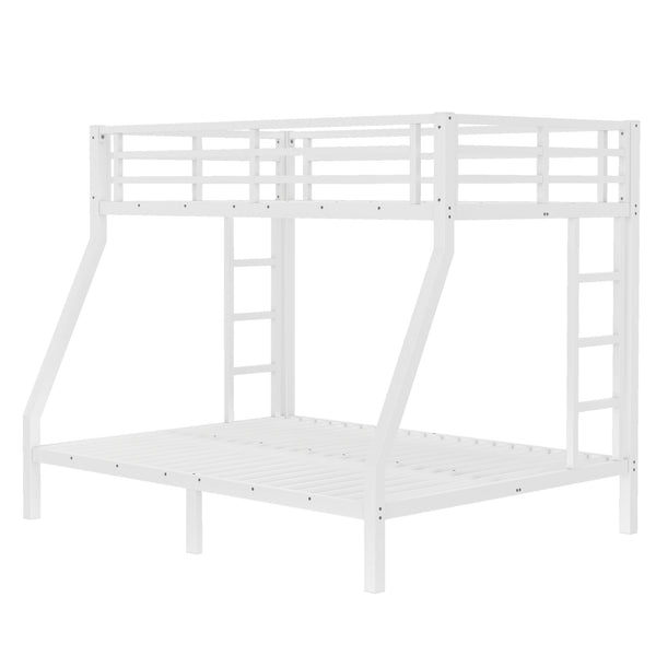 English Elm Metal Twin Over Full Bunk Bed White Steel Frame Space Saving Slat Support for Teens W1580P383994