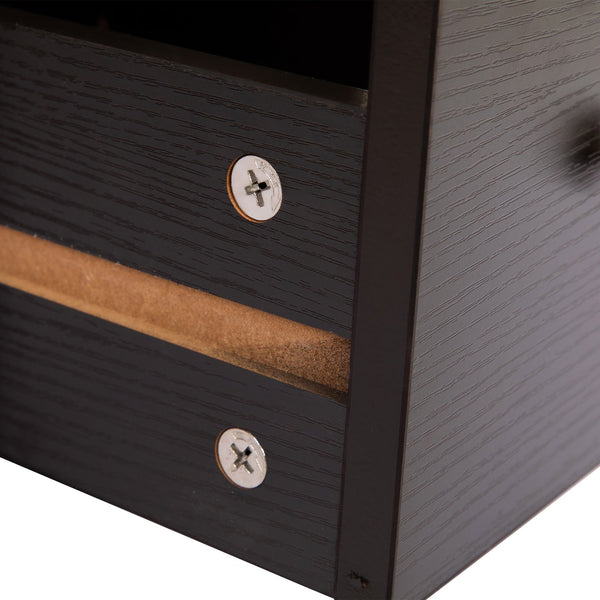 English Elm Transitional Espresso Nightstand with USB Charging, 2-Drawer Wooden Bedside Table, Sturdy Storage (24"H) W2181P357595