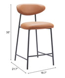 Rorun Counter Stool - Set of 2 Brown 110337 Zuo Modern